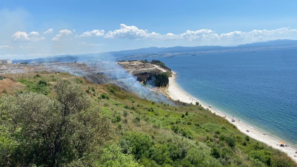 Darıca'da otluk alanda çıkan yangın söndürüldü